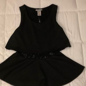 black charlotte russe dressing shirt. see through lace in the middle and back